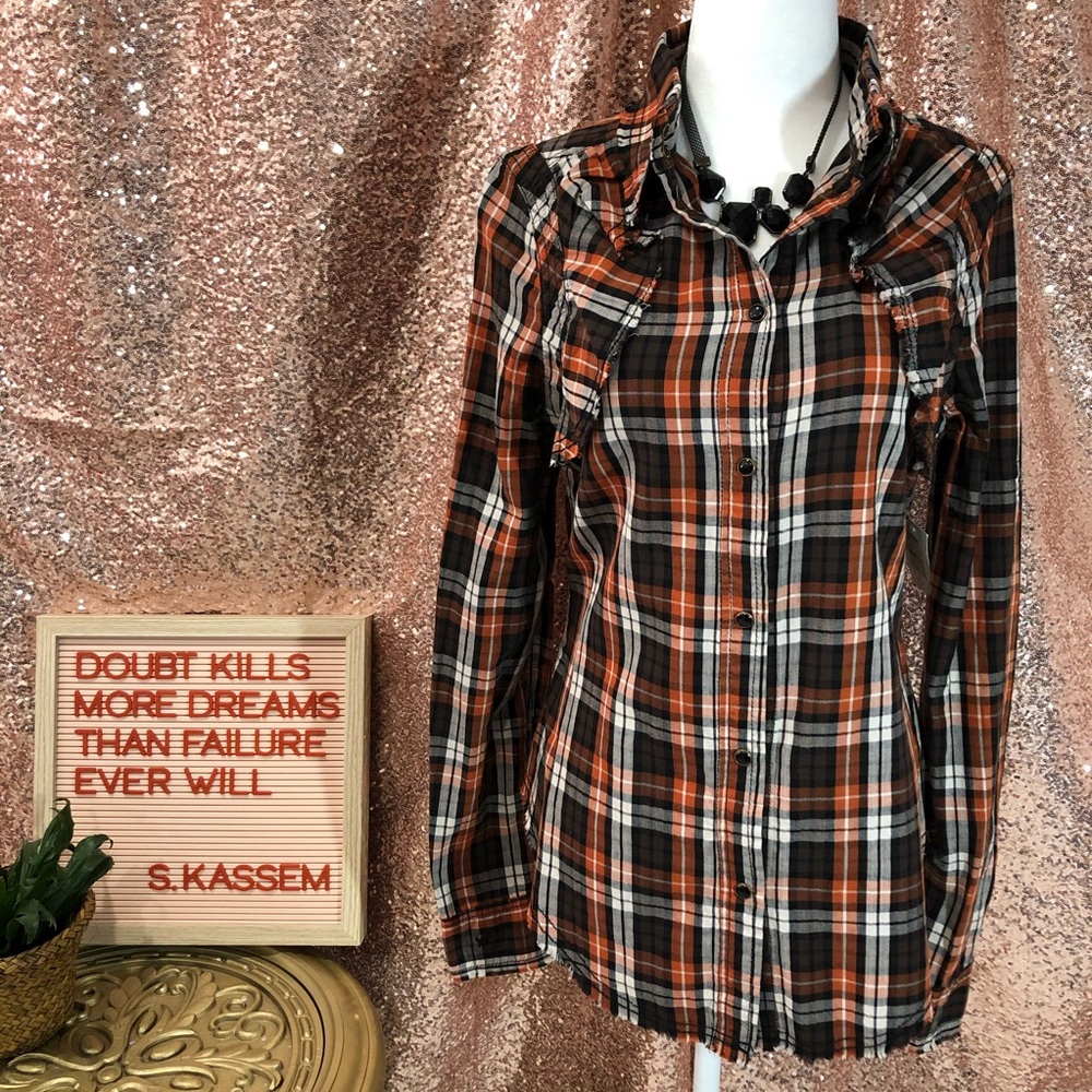 NWT William Rast button down plaid shirt sz Med